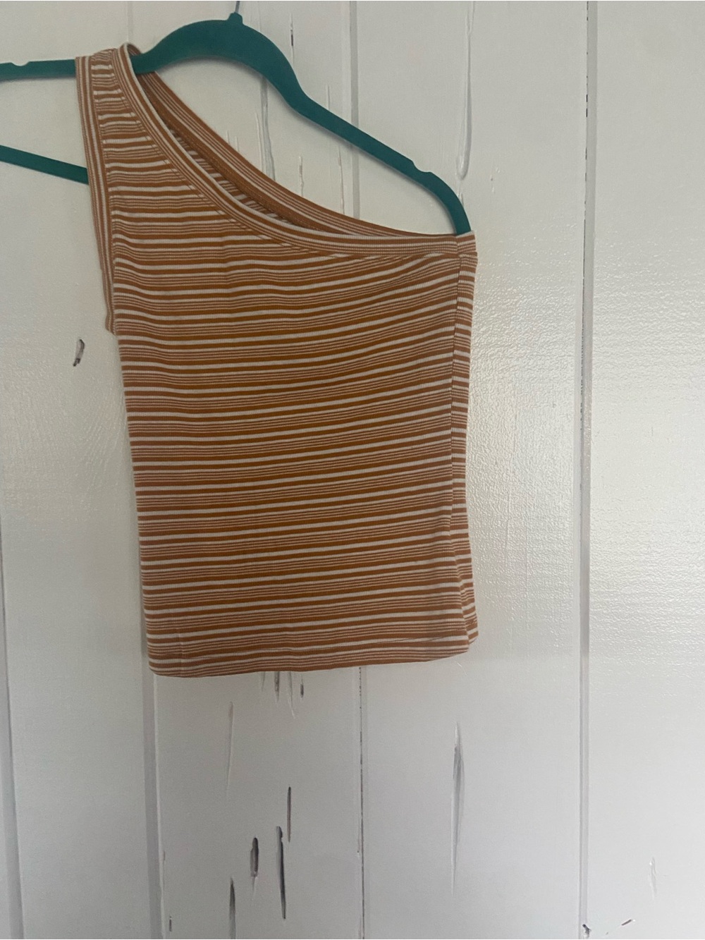 Aeropostale One-Shoulder Striped Crop Top in Brown and Cream